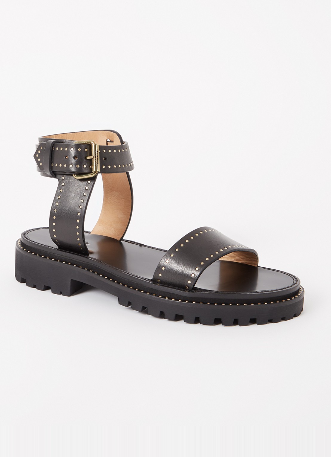 Isabel Marant Breena sandaal van leer met studs - voorkant 2 zwart