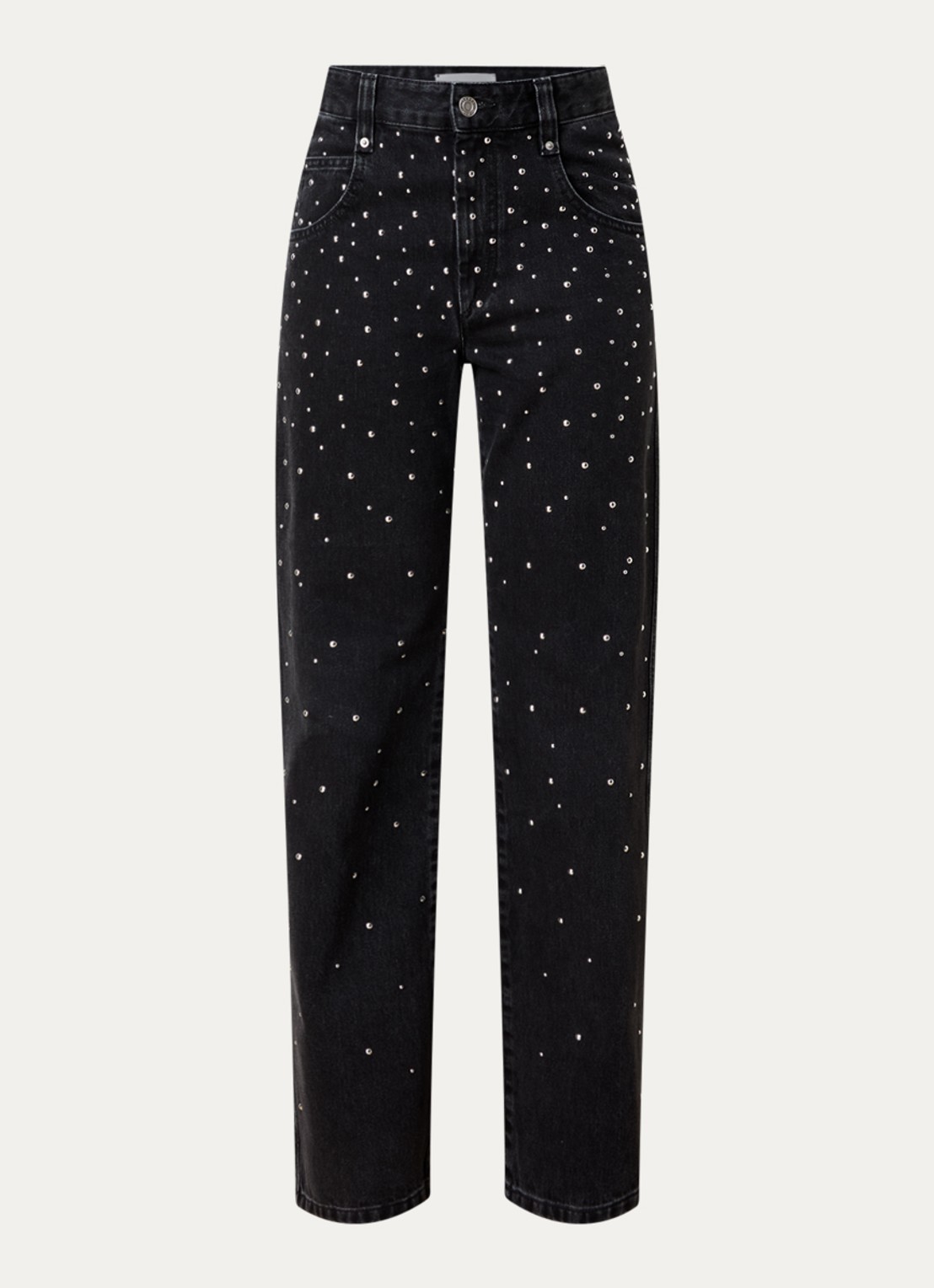 Isabel Marant Brinsa high waist tapered jeans met studs - voorkant 5 zwart