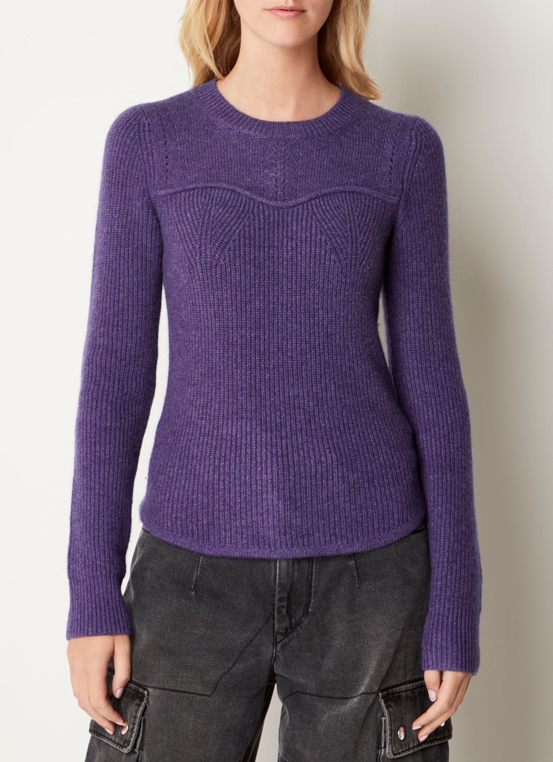 Isabel Marant Brumea fijngebreide pullover in kasjmierblend - detail 3 paars