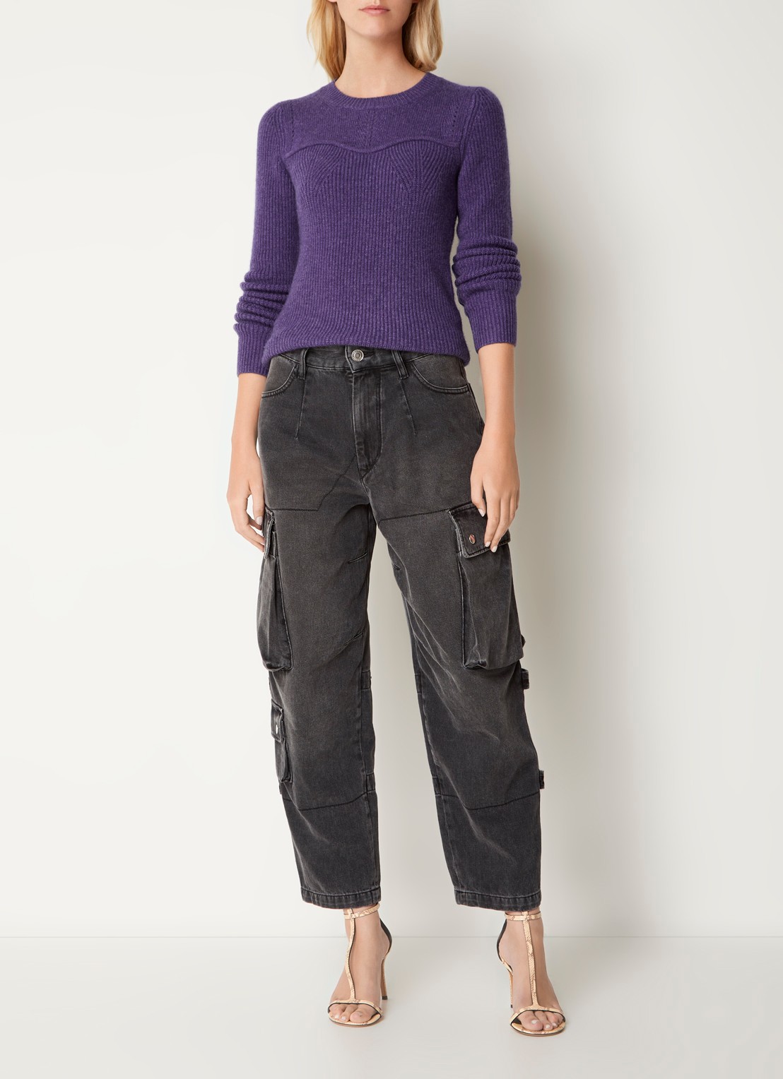 Isabel Marant Brumea fijngebreide pullover in kasjmierblend - voorkant 2 paars