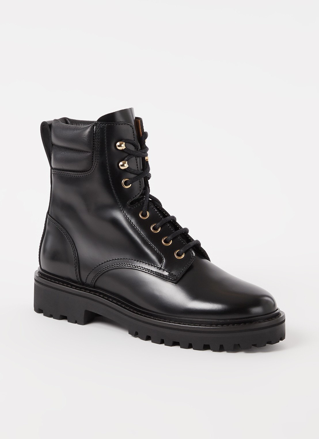 Isabel Marant Campa biker boot van kalfsleer - voorkant zwart