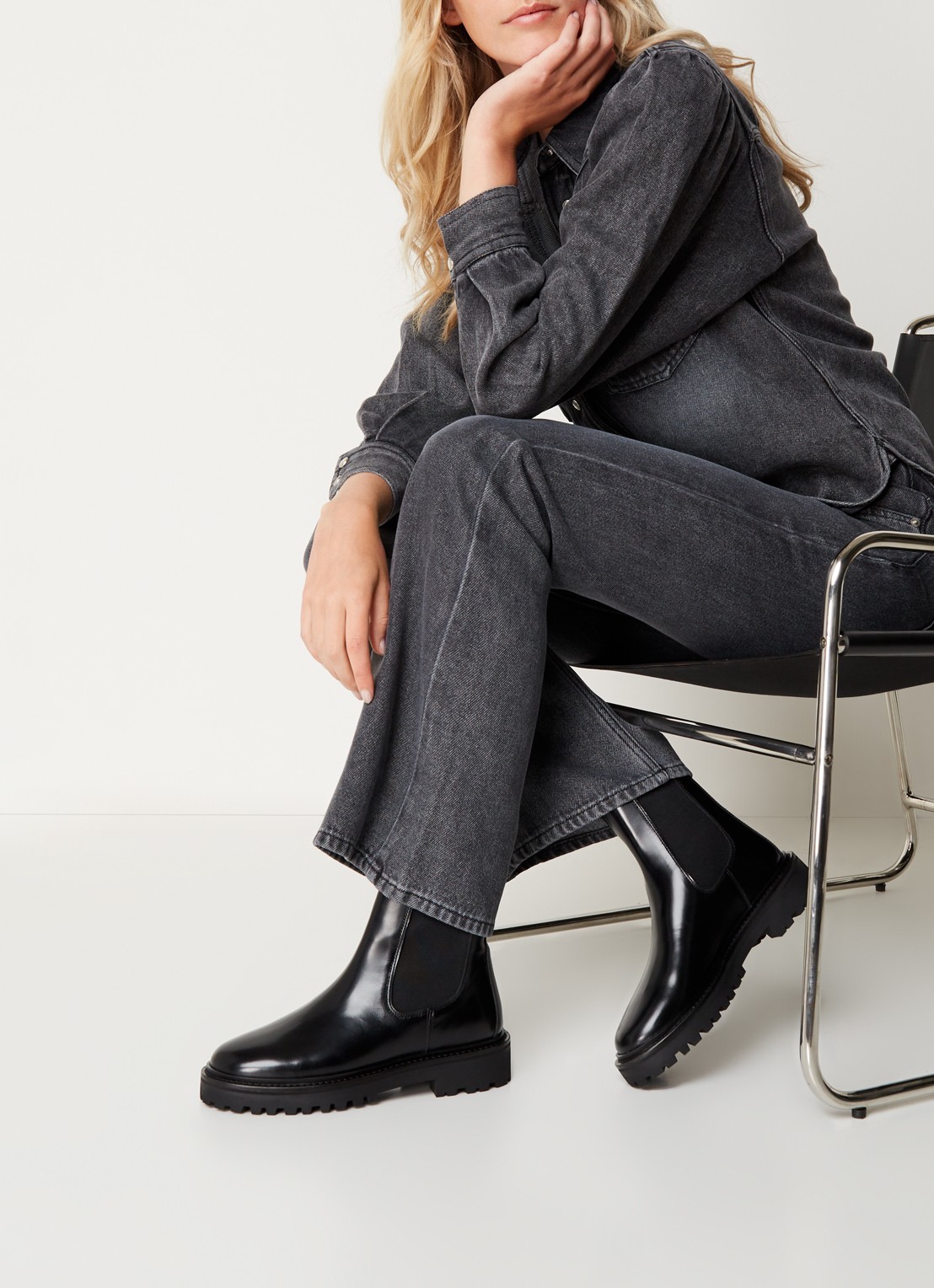 Isabel Marant Castay chelsea boot van kalfsleer - voorkant 6 zwart