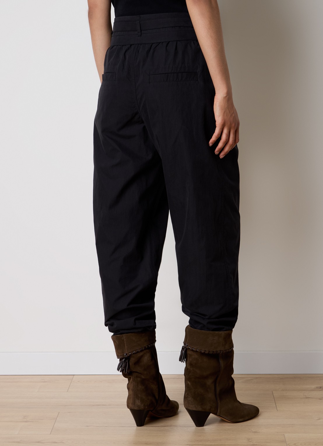 Isabel Marant Celia high waist loose fit broek met ceintuur - achterkant zwart
