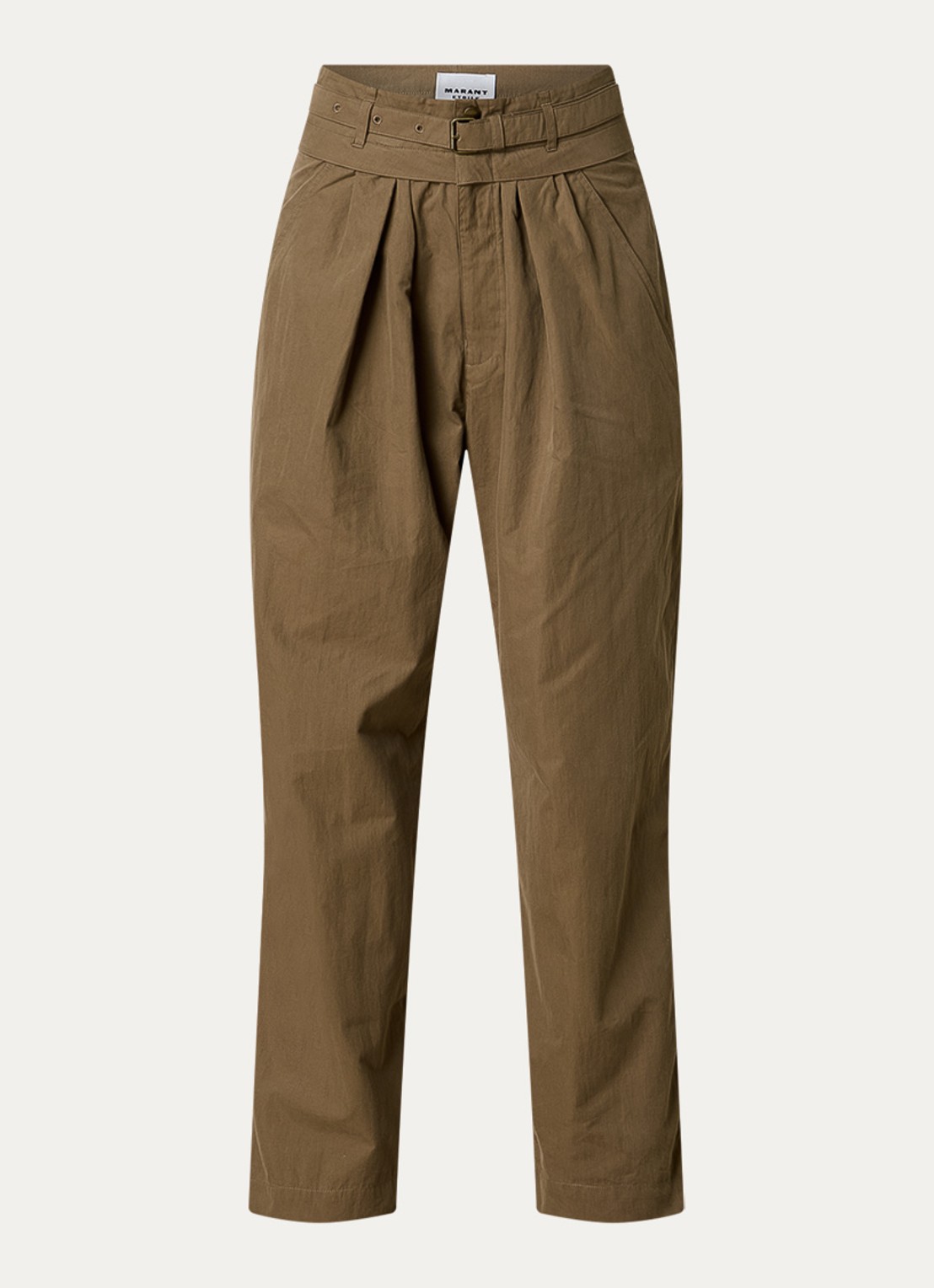 Isabel Marant Celia high waist loose fit broek met ceintuur - voorkant khaki