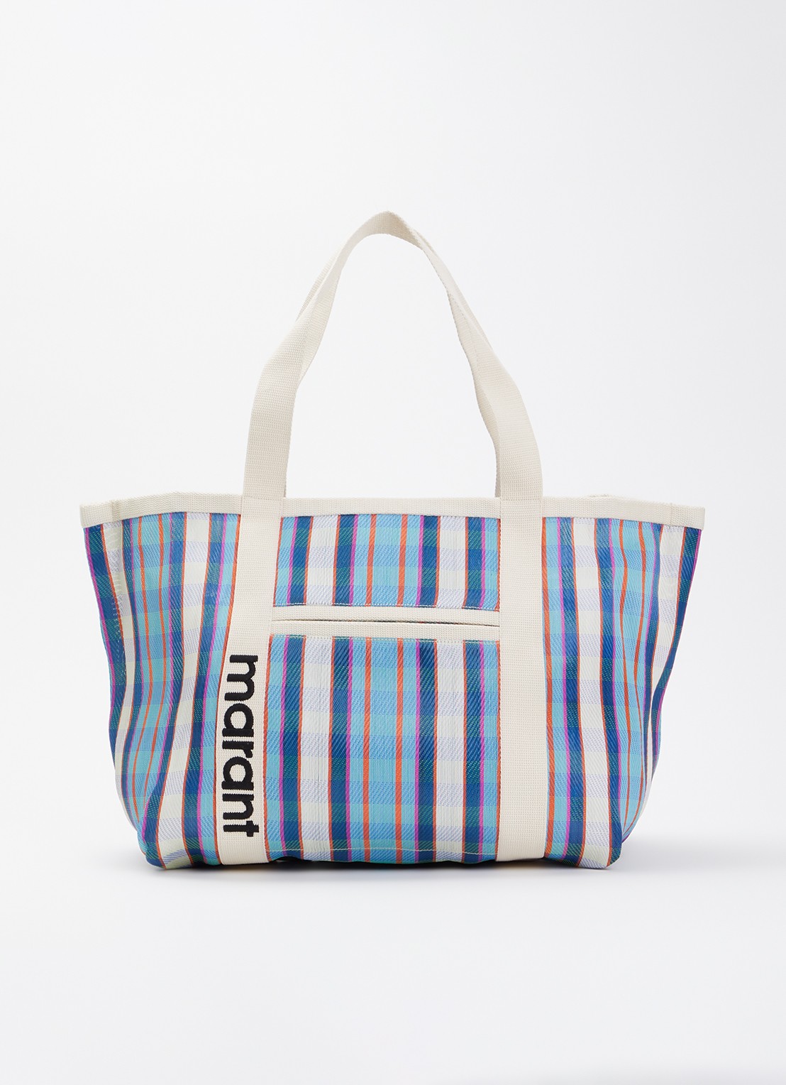 Isabel Marant Darwen shopper met ruitdessin  - voorkant 2 blauwgrijs
