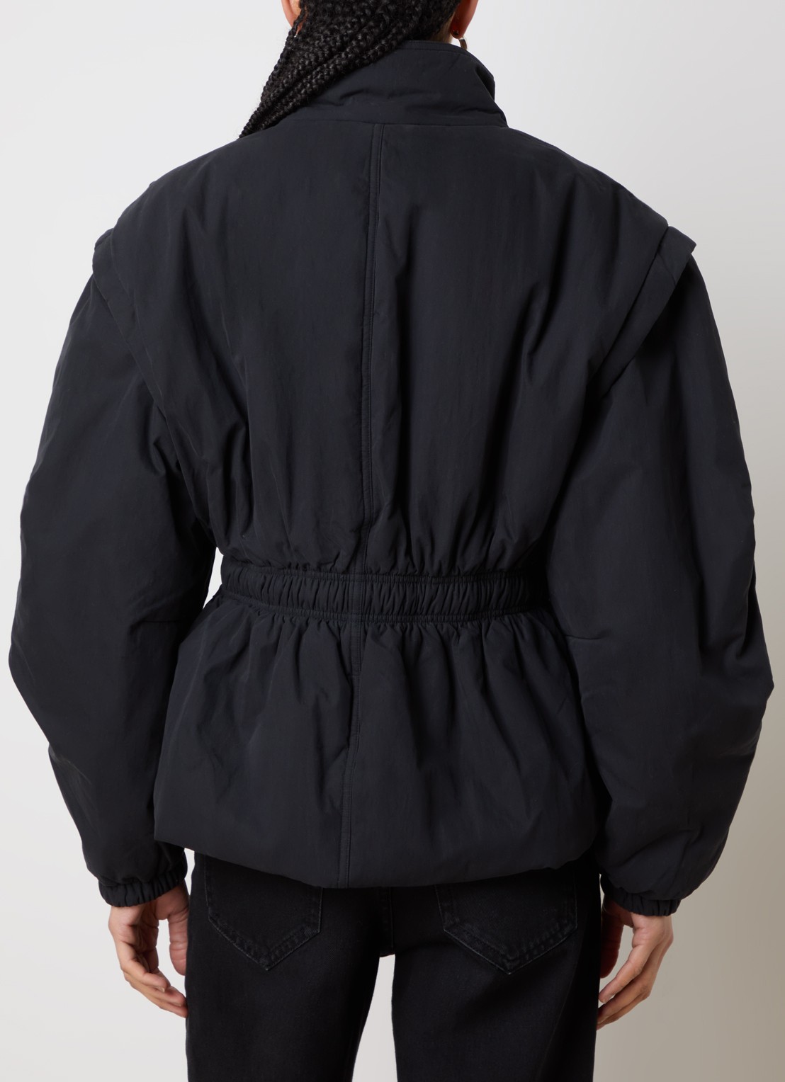Isabel Marant Dastyni puffer jack met trekkoord en steekzakken - achterkant antraciet