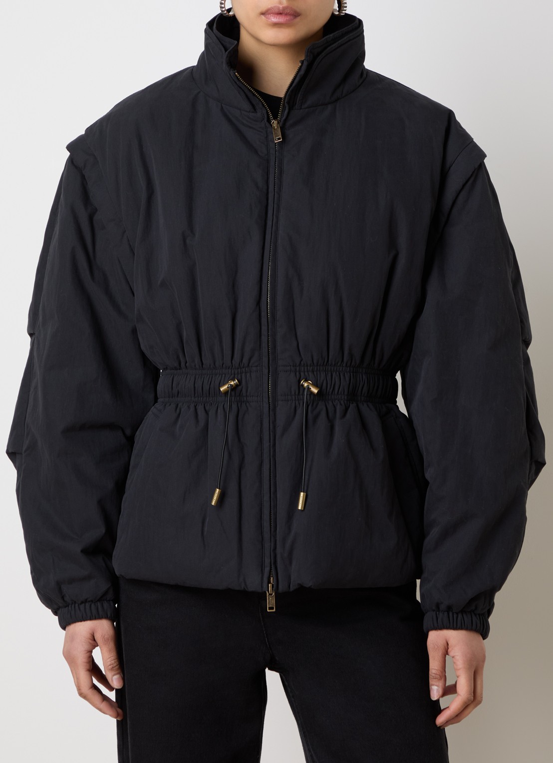 Isabel Marant Dastyni puffer jack met trekkoord en steekzakken - detail 5 antraciet