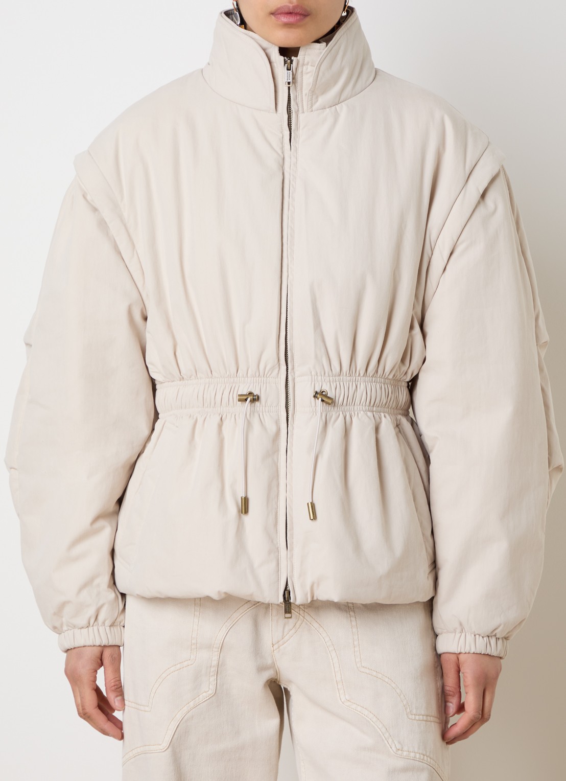 Isabel Marant Dastyni puffer jack met trekkoord en steekzakken - detail 5 creme