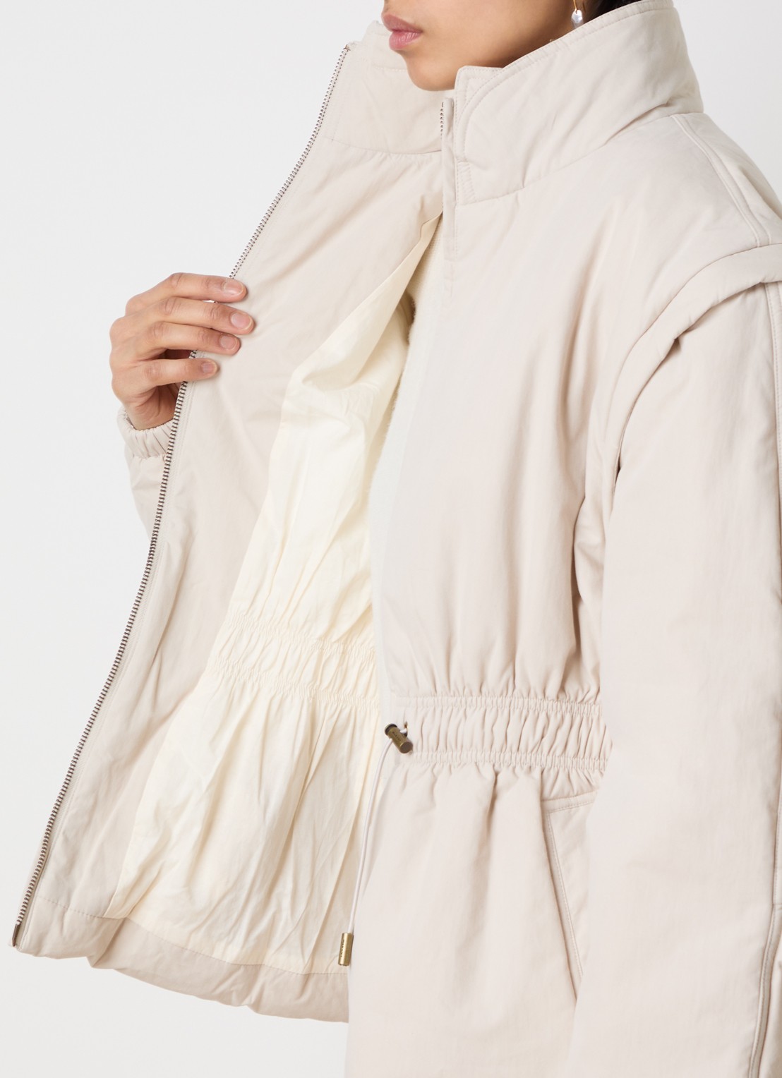 Isabel Marant Dastyni puffer jack met trekkoord en steekzakken - detail 7 creme