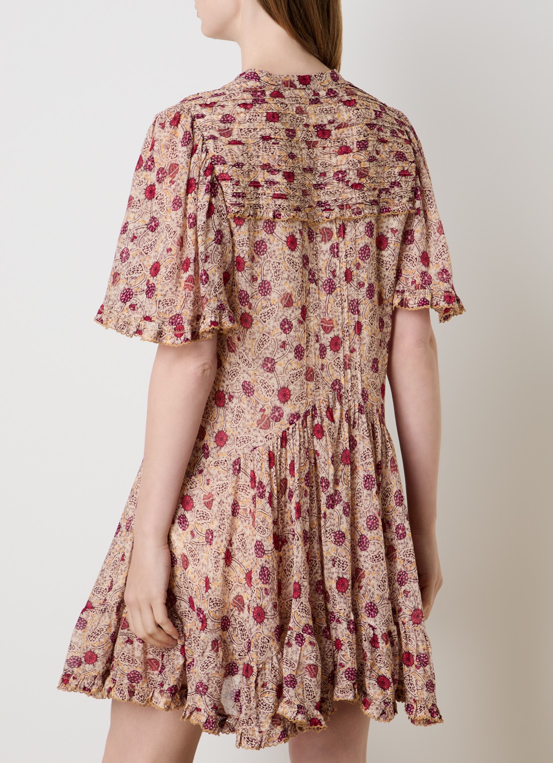 Isabel Marant Daynia mini blousejurk met print - achterkant 3 orange