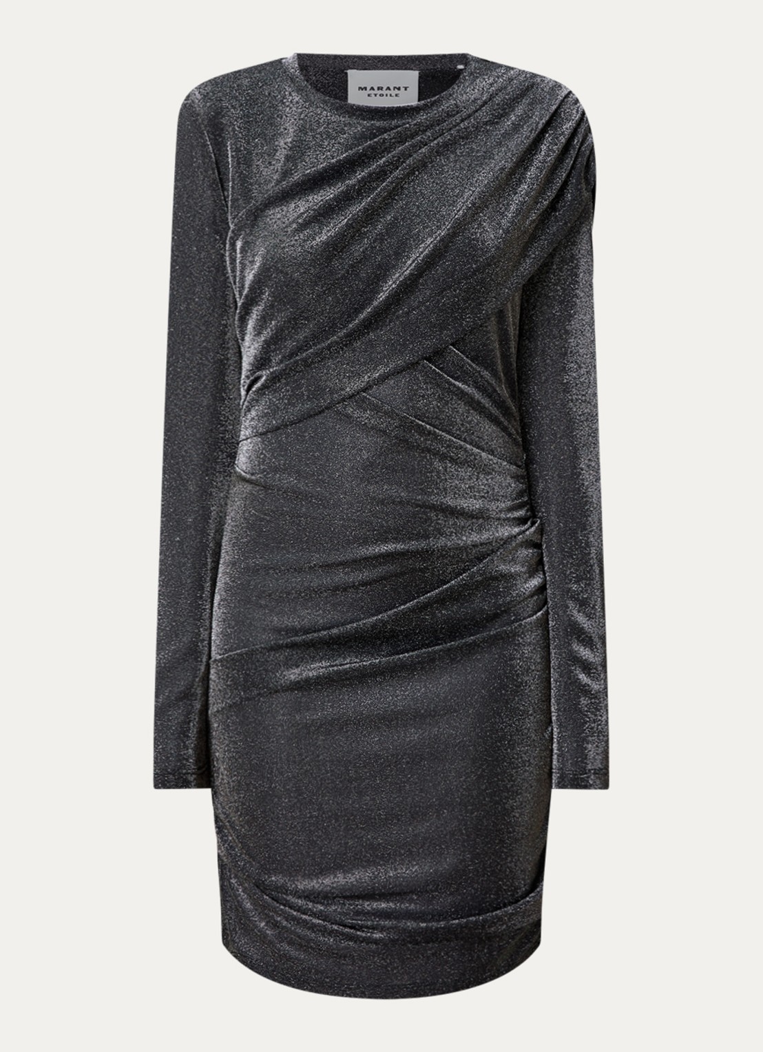 Isabel Marant Denise semi-transparante mini jurk met lurex en gedrapeerd detail - voorkant 4 antraciet