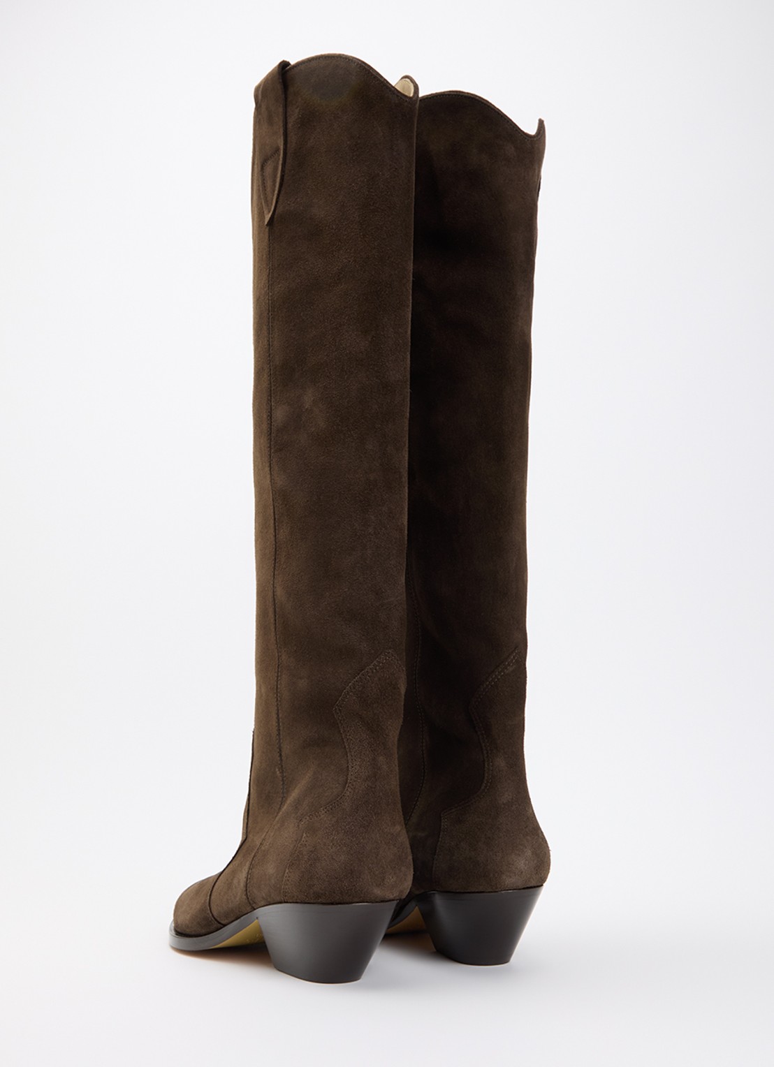Isabel Marant Denvee cowboylaars van kalfssuède - achterkant 3 chocoladebruin