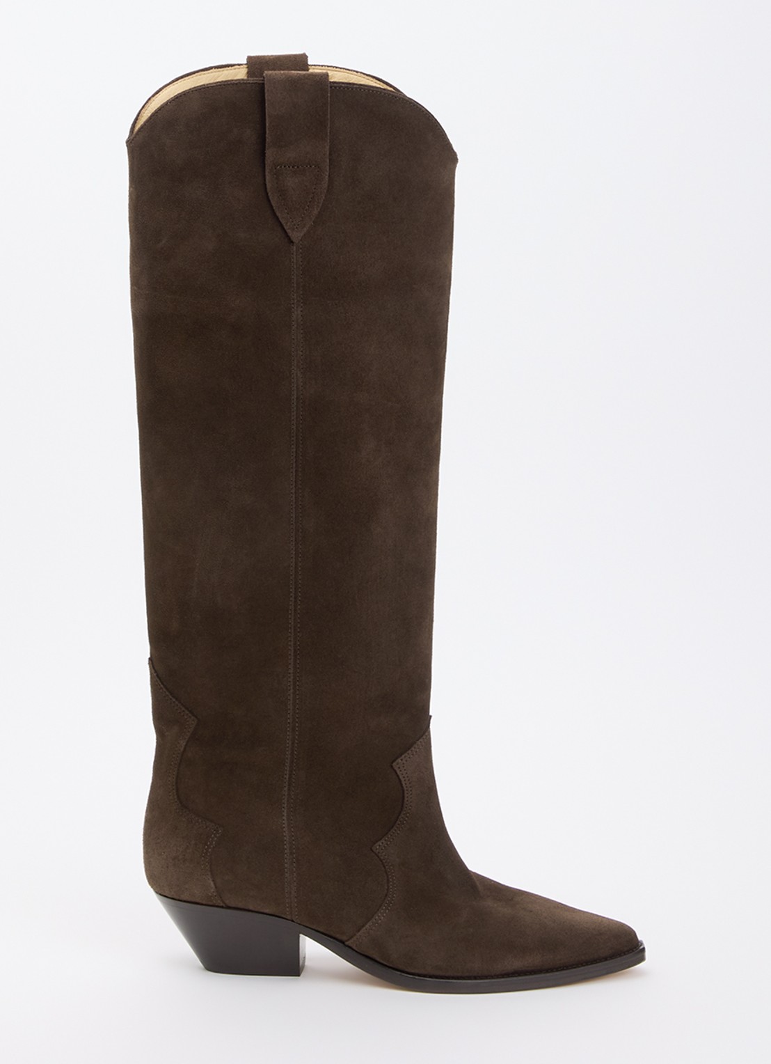 Isabel Marant Denvee cowboylaars van kalfssuède - voorkant chocoladebruin