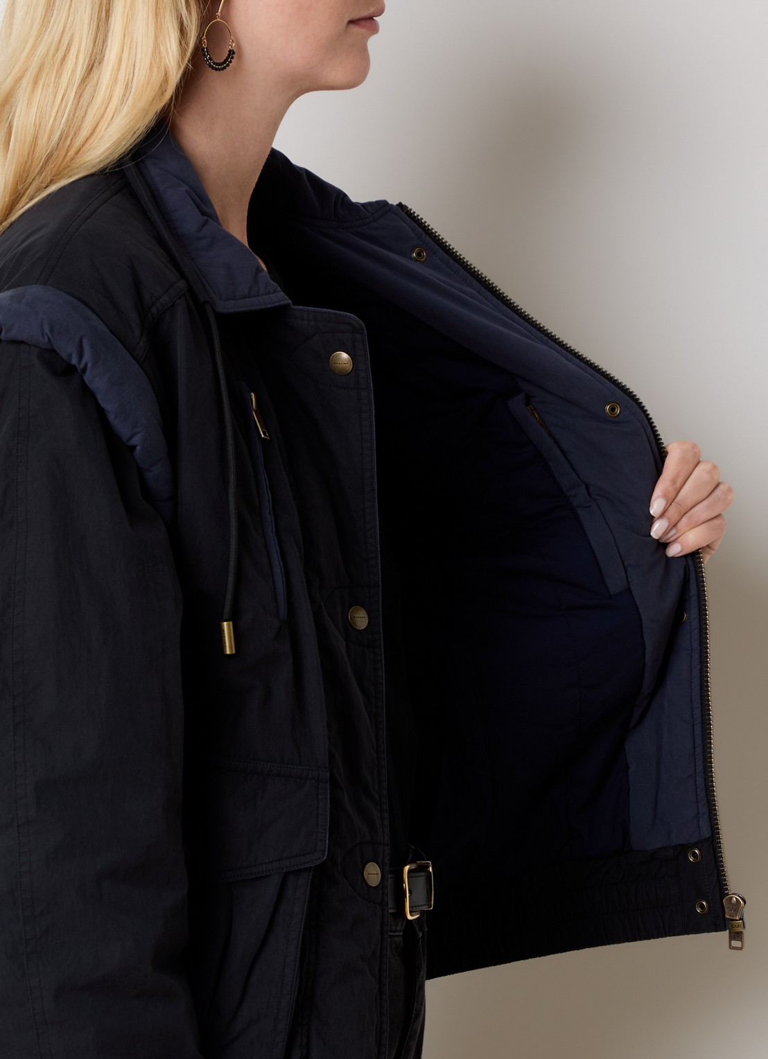Isabel Marant Desha jack met klepzakken en afritsbare mouwen  - detail 5 zwart