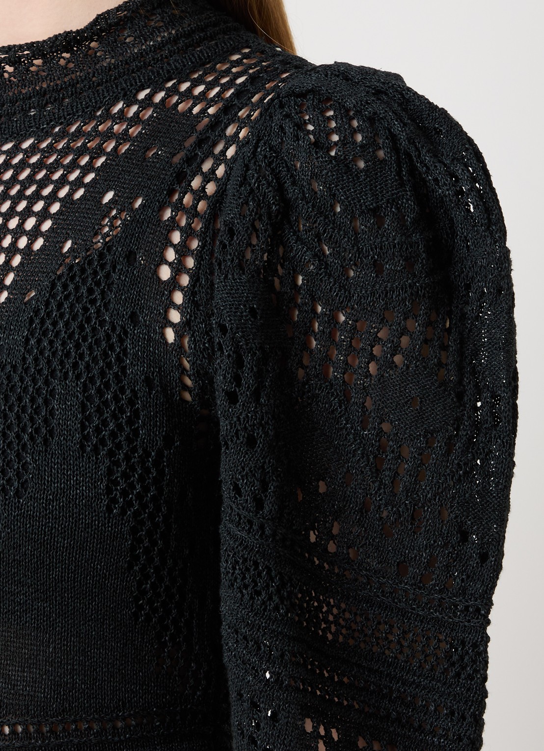 Isabel Marant Dione grofgebreide jurk met opengewerkt dessin - detail 3 zwart