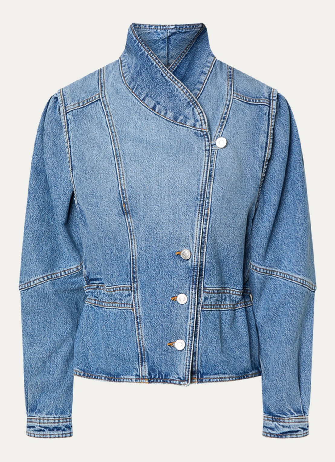 Isabel Marant Dolie spijkerjas met steekzakken - voorkant indigo