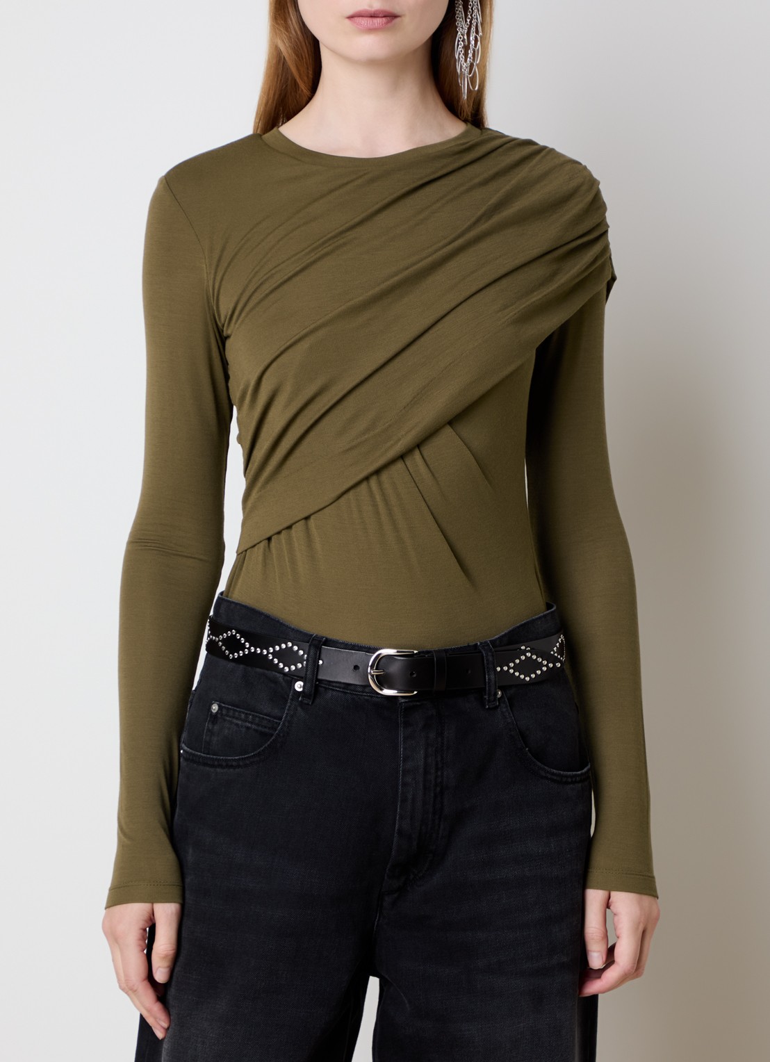 Isabel Marant Dressi top met gedrapeerd detail - detail legergroen