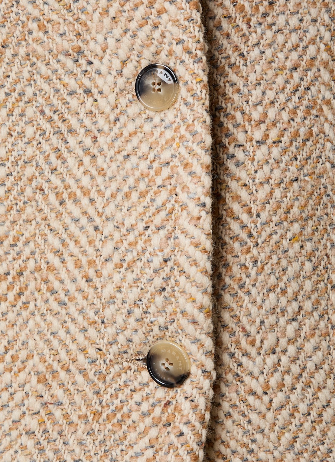 Isabel Marant Drogo jack in wolblend met steekzakken en gemêleerd dessin - detail 5 beige