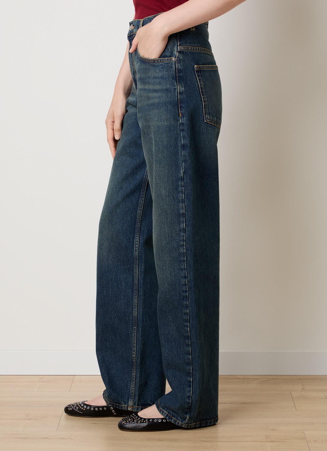 Isabel Marant Dromie high waist straight leg jeans met donkere wassing - detail 3 indigo