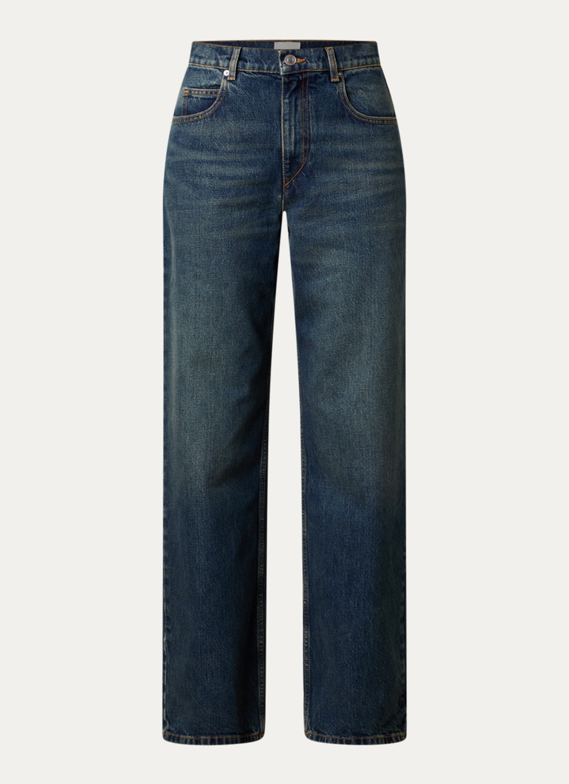 Isabel Marant Dromie high waist straight leg jeans met donkere wassing - voorkant 5 indigo