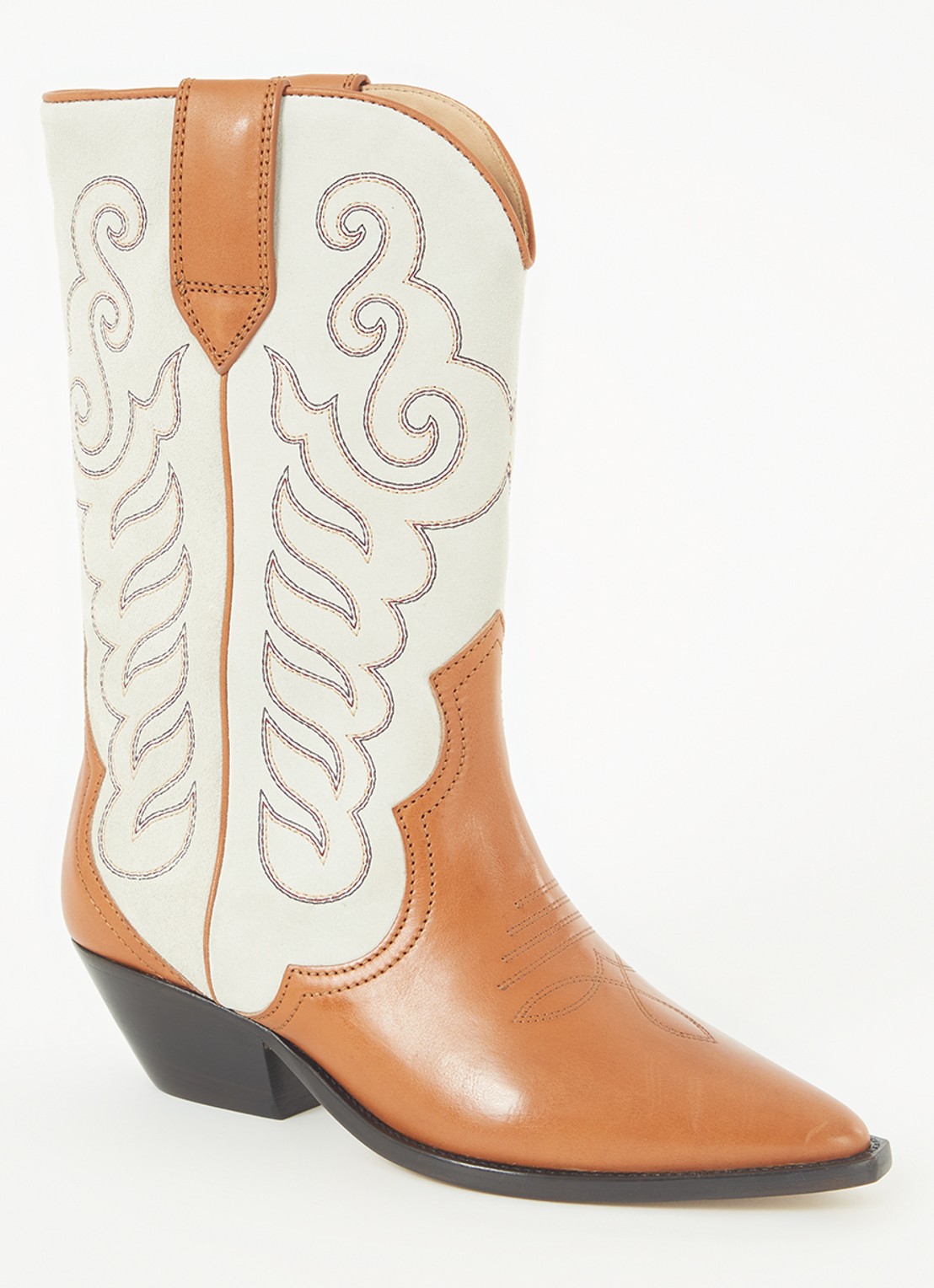 Isabel Marant Duerto cowboylaars van kalfsleer en suède - voorkant cognac