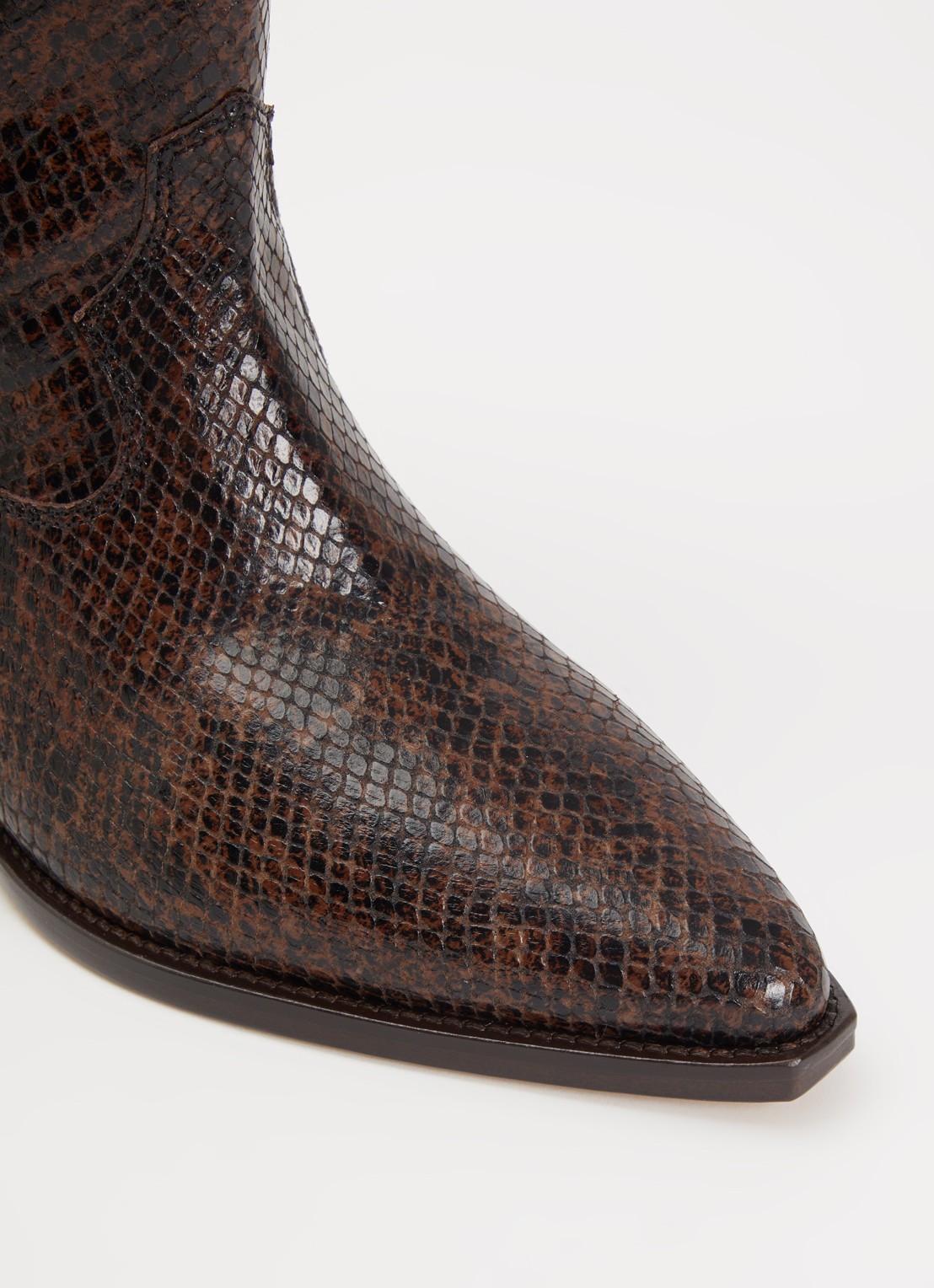 Isabel Marant Duerto cowboylaars van kalfsleer met slangenprint - detail 5 donkerbruin
