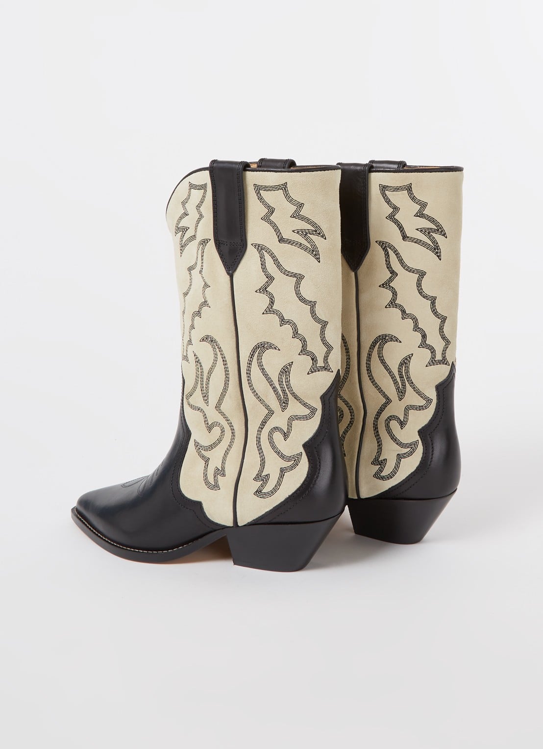 Isabel Marant Duerto cowboylaars van kalfssuède met leren details - detail 2 ivoor