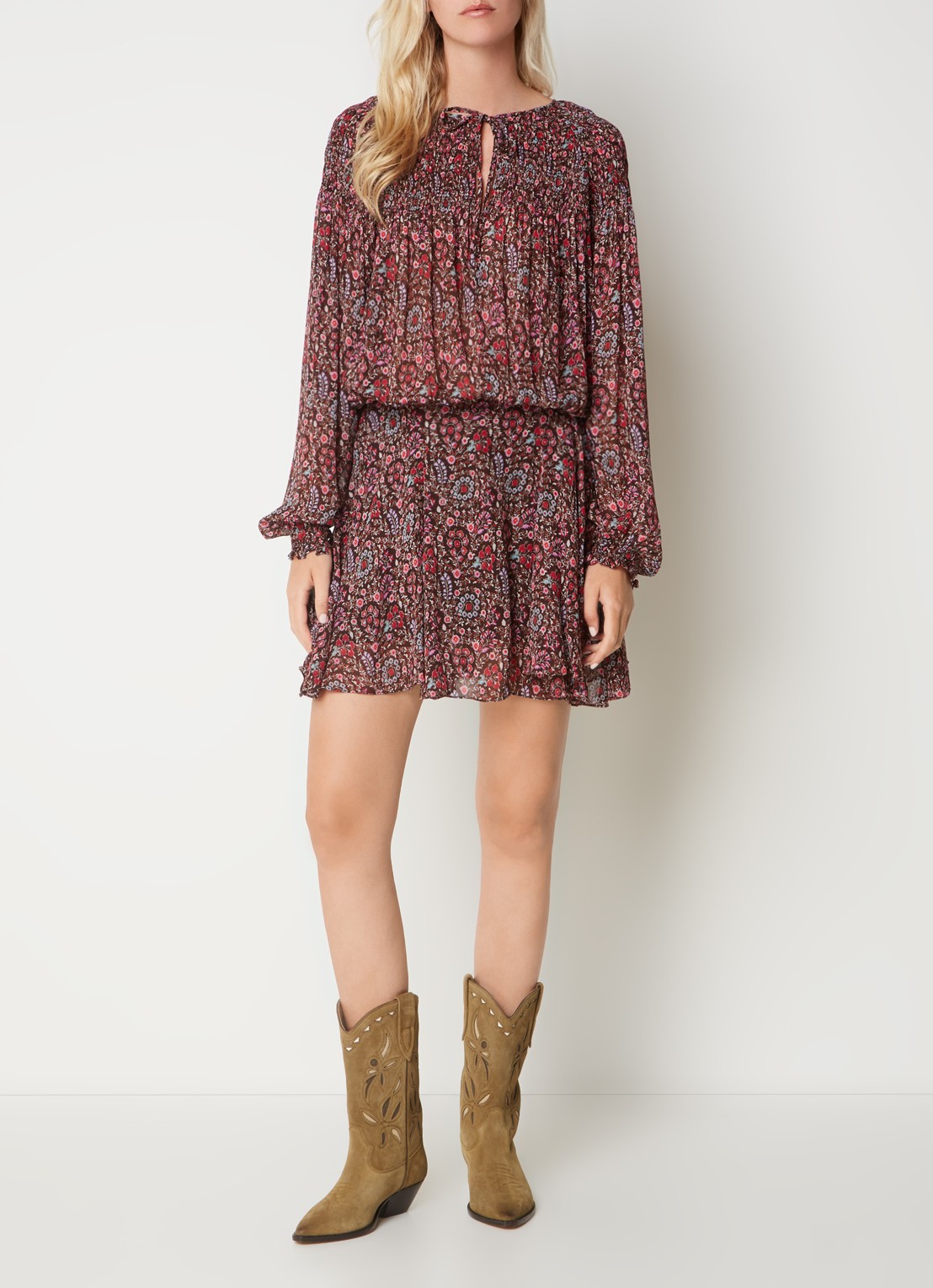 Isabel Marant Duerto cowboylaars van kalfssuède - voorkant 2 khaki