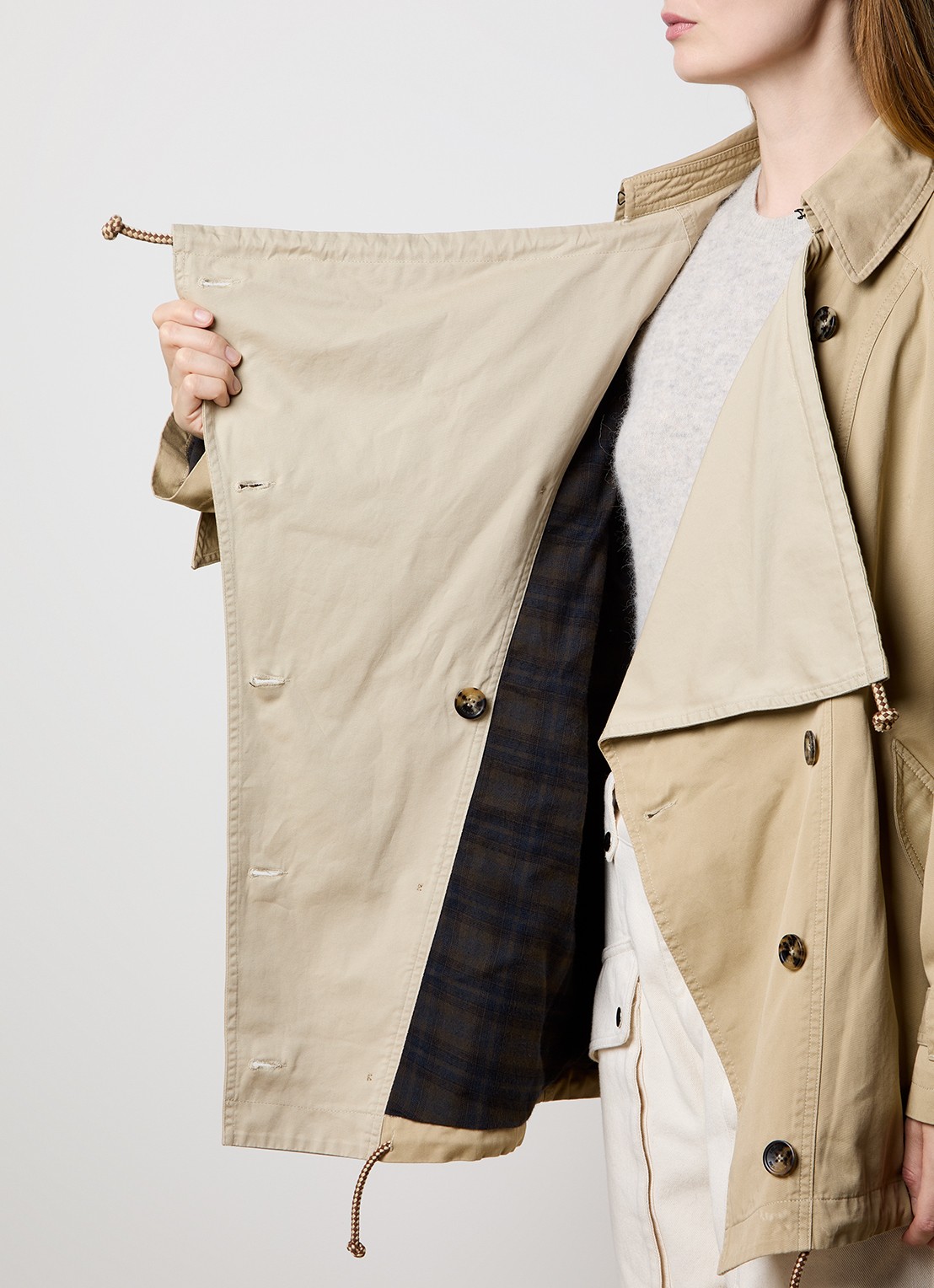 Isabel Marant Dusika double-breasted trenchcoat van  katoen - detail 2 beige