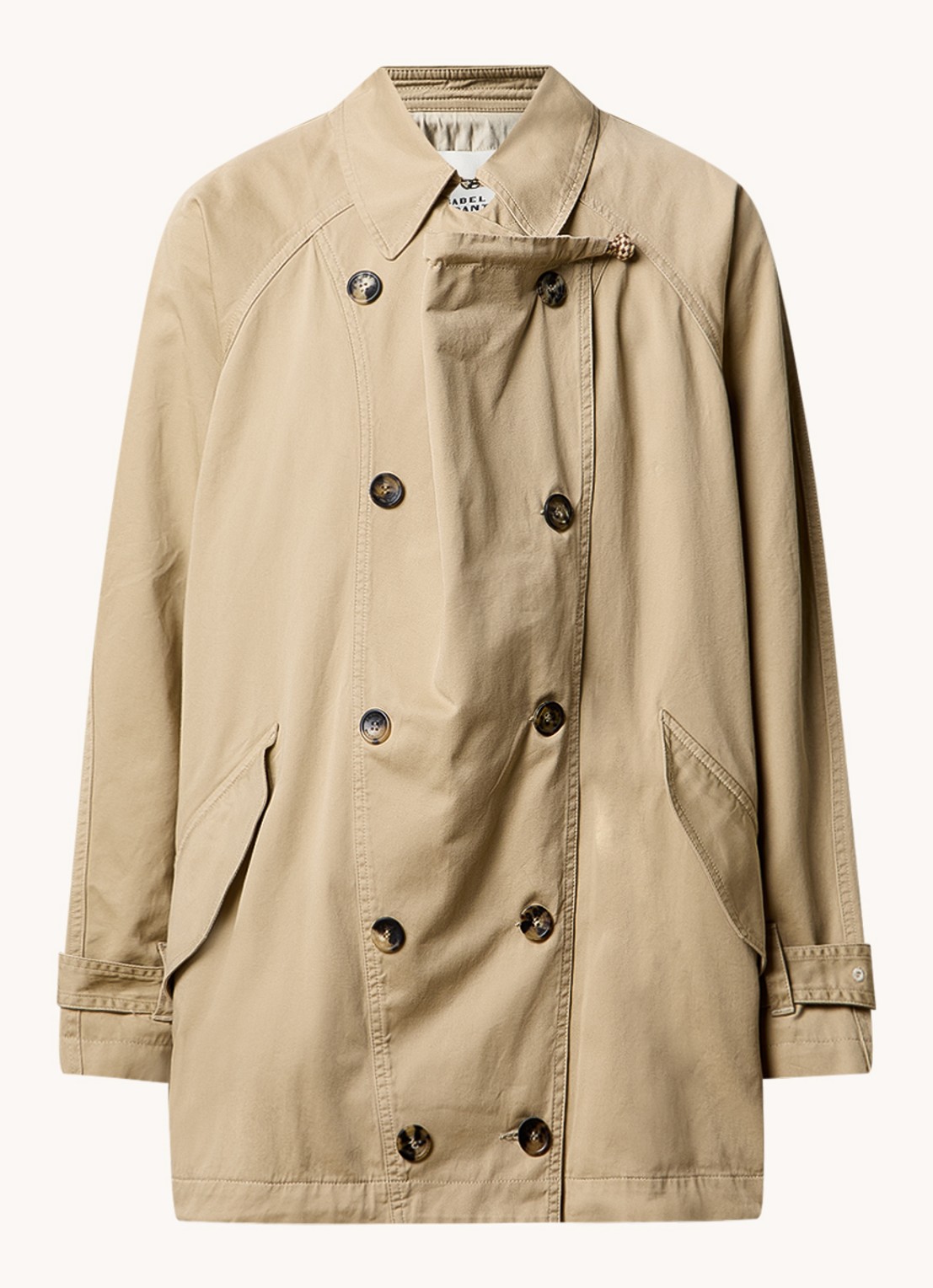 Isabel Marant Dusika double-breasted trenchcoat van  katoen - voorkant 4 beige