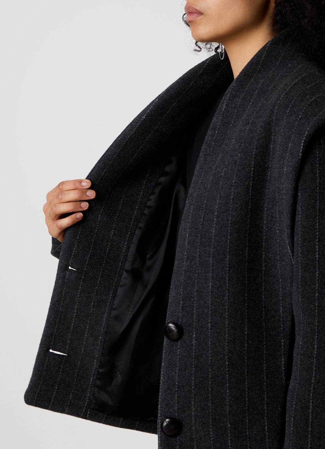 Isabel Marant Dyogo jack in wolblend met krijtstreep - detail 2 antraciet