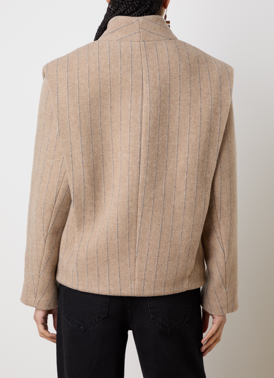 Isabel Marant Dyogo jack in wolblend met krijtstreep - achterkant 6 taupe