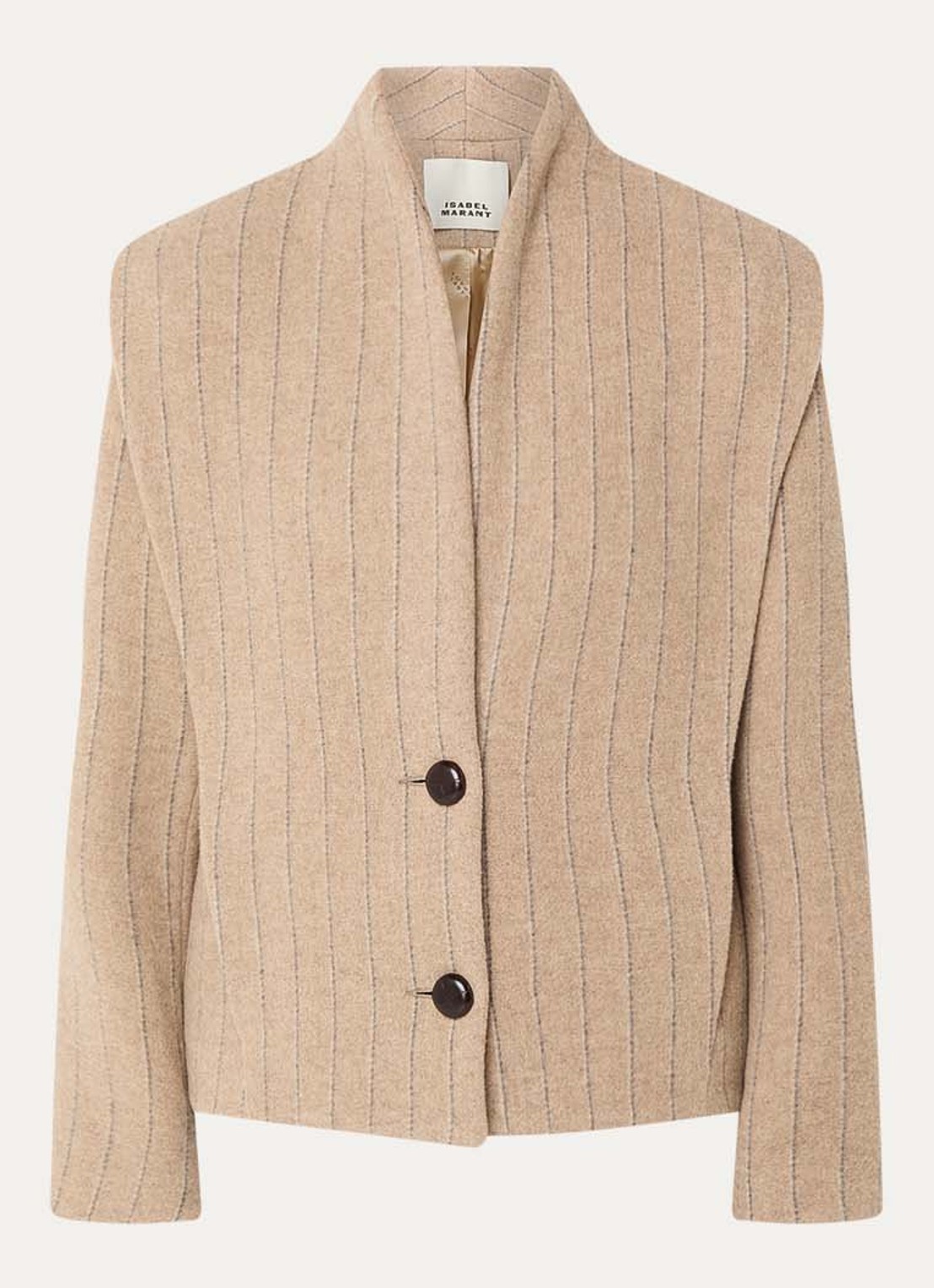 Isabel Marant Dyogo jack in wolblend met krijtstreep - voorkant 4 taupe