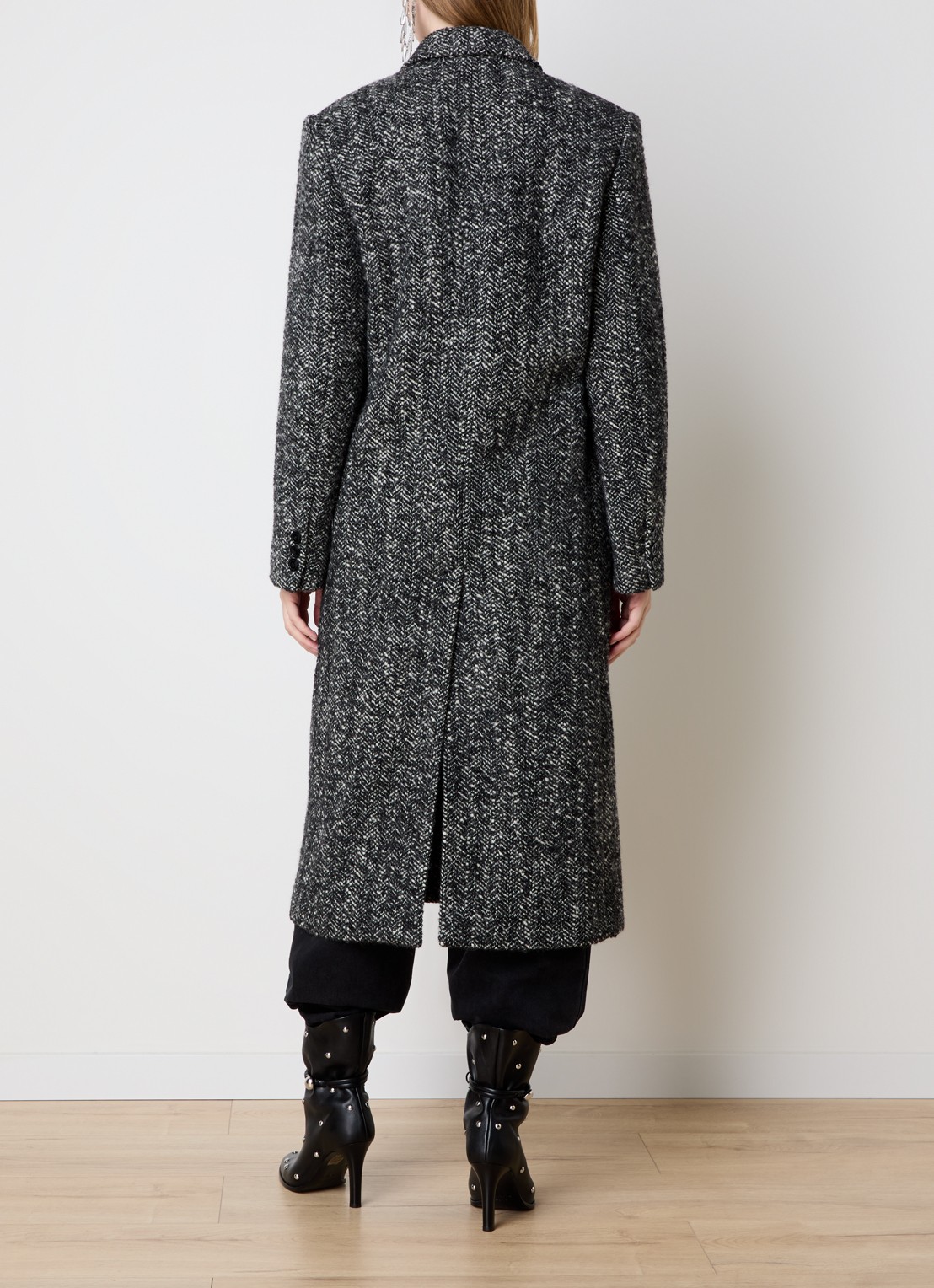 Isabel Marant Ebyane mantel in scheerwolblend - achterkant 5 donkergrijs