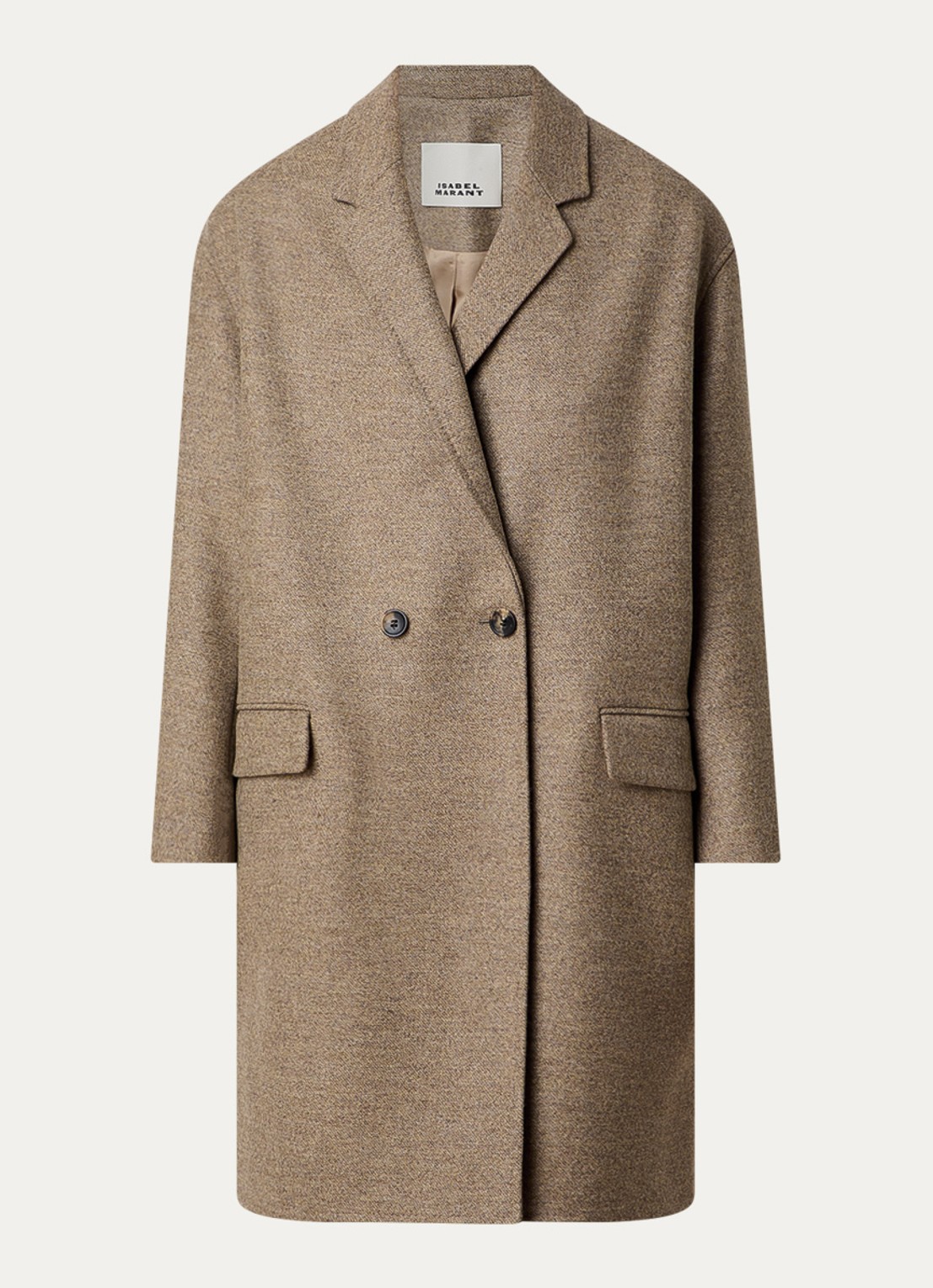 Isabel Marant Efegozi double-breasted mantel van scheerwol met klepzakken - voorkant 2 beige