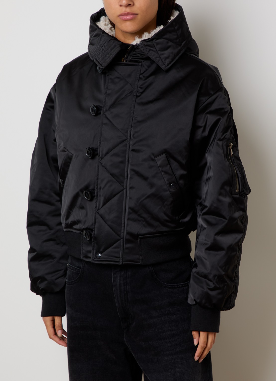 Isabel Marant Elisa gewatteerd jack met opstaande kraag - detail 3 zwart