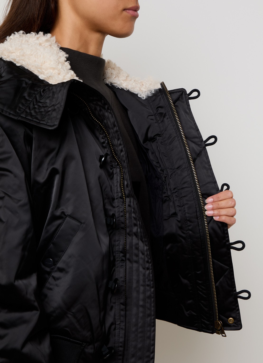 Isabel Marant Elisa gewatteerd jack met opstaande kraag - detail 4 zwart