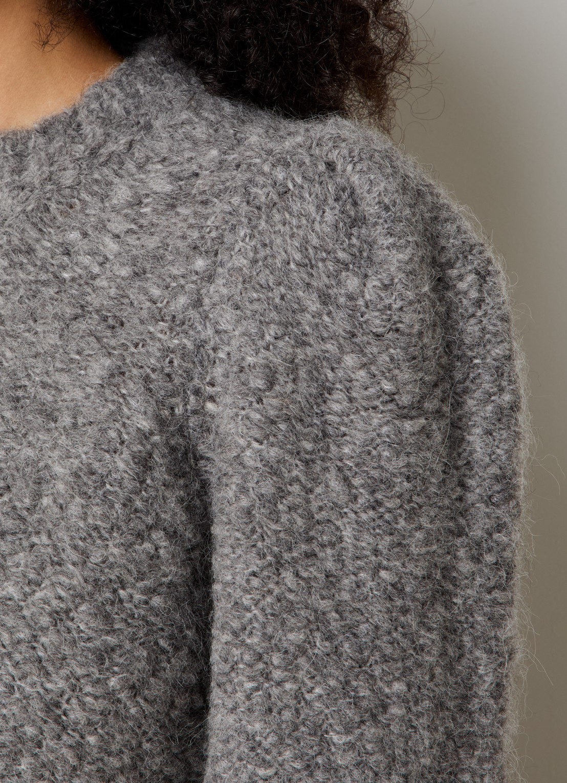 Isabel Marant Emma grofgebreide trui in alpaca wolblend met pofmouw - detail 3 grijs