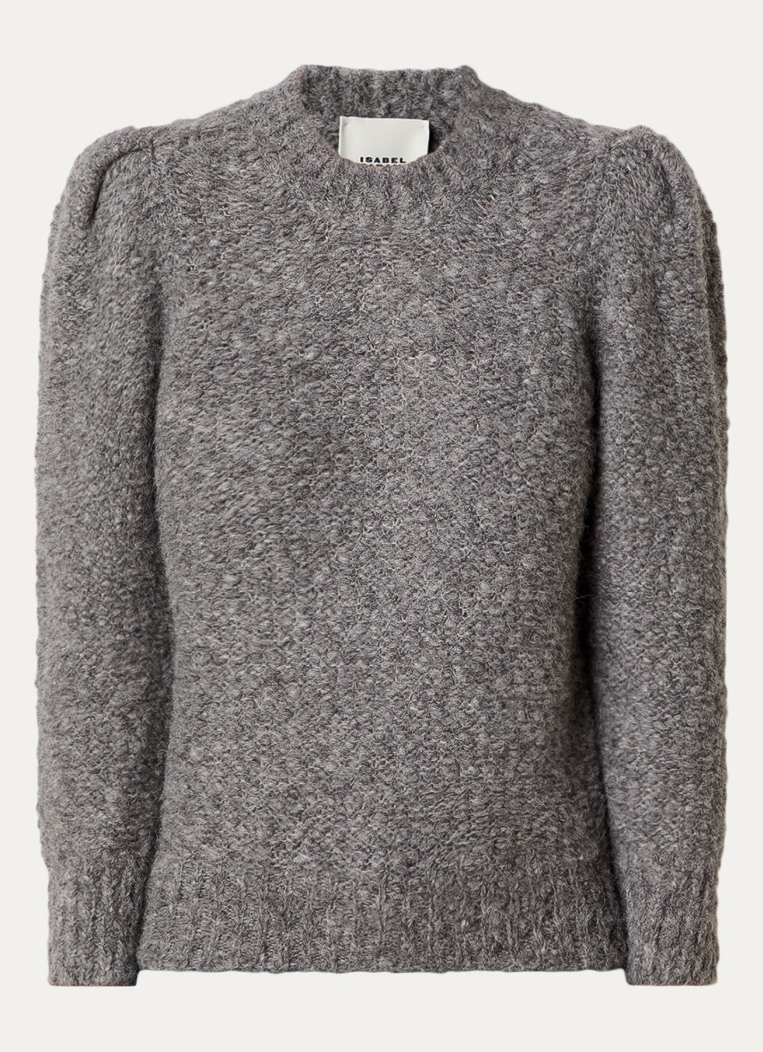 Isabel Marant Emma grofgebreide trui in alpaca wolblend met pofmouw - voorkant 4 grijs