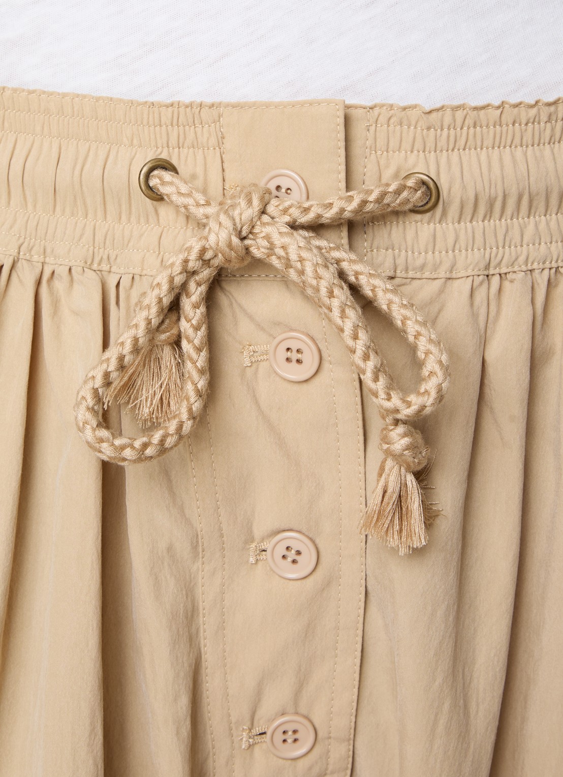 Isabel Marant Falcona mid waist wide fit chino met steekzakken - detail 4 zand