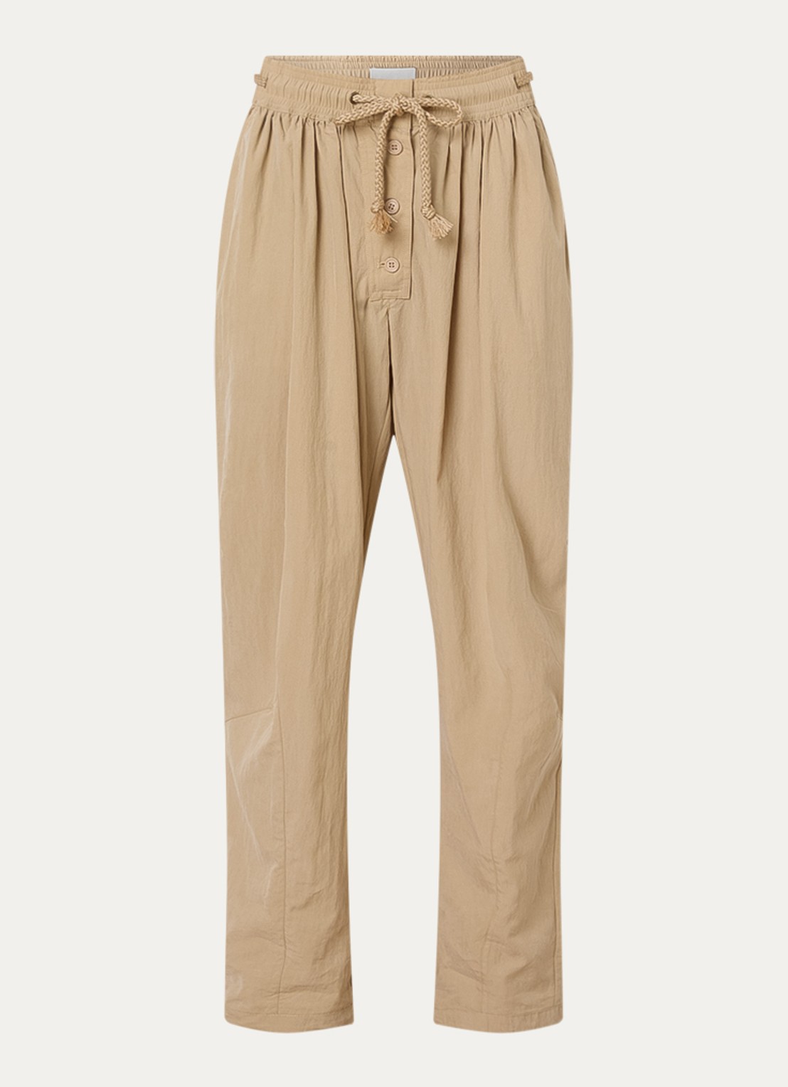 Isabel Marant Falcona mid waist wide fit chino met steekzakken - voorkant zand