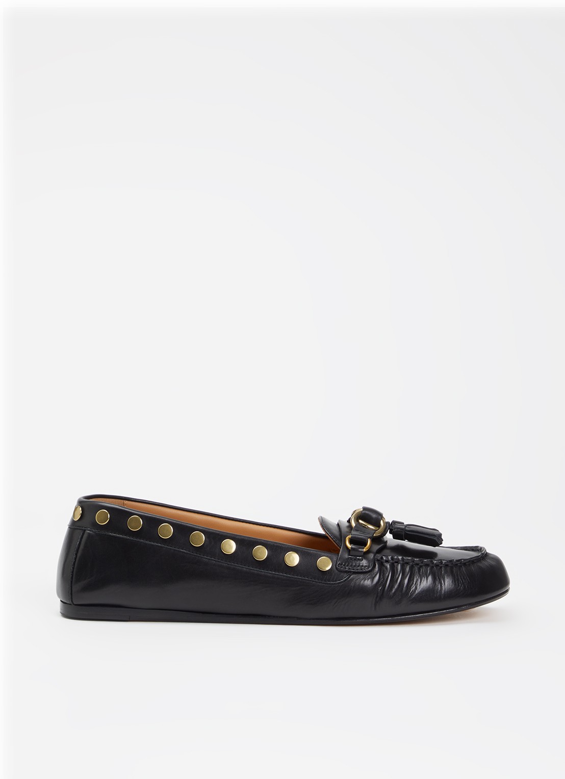 Isabel Marant Faxel loafer van kalfsleer met studs - voorkant 2 zwart