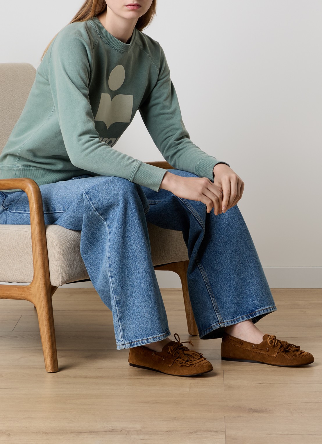 Isabel Marant Fersi mocassin van kalfssuéde  - voorkant 6 bruin