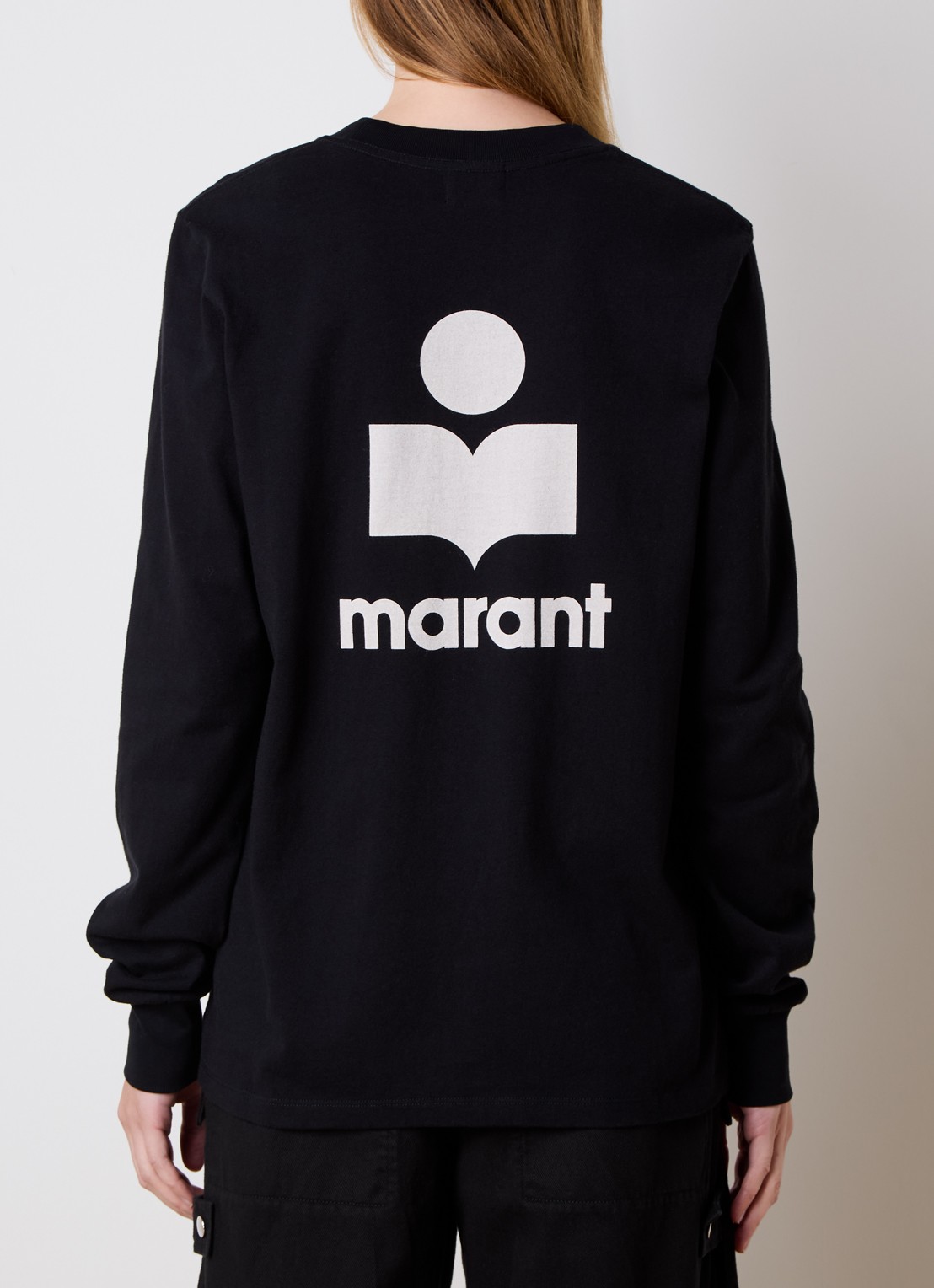 Isabel Marant Fijngebreide trui met logo- en backprint - detail zwart
