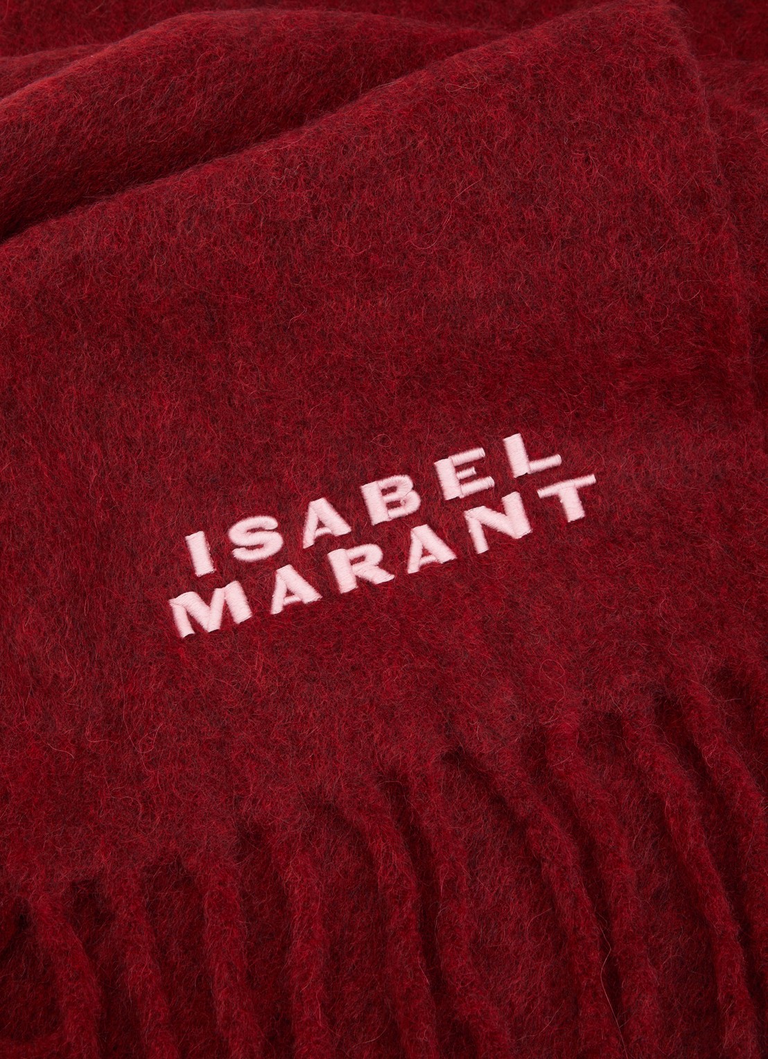 Isabel Marant Firny sjaal in alpaca wolblend met franjes 190 x 40 cm - detail 2 donkerrood