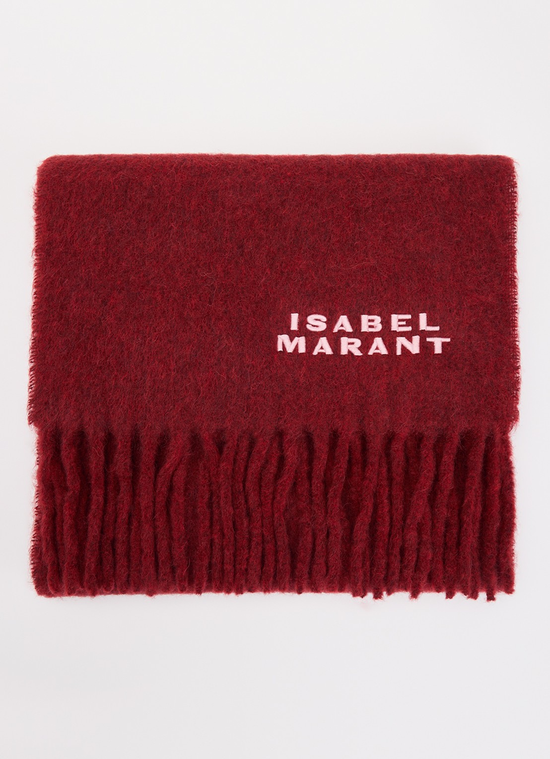 Isabel Marant Firny sjaal in alpaca wolblend met franjes 190 x 40 cm - voorkant donkerrood