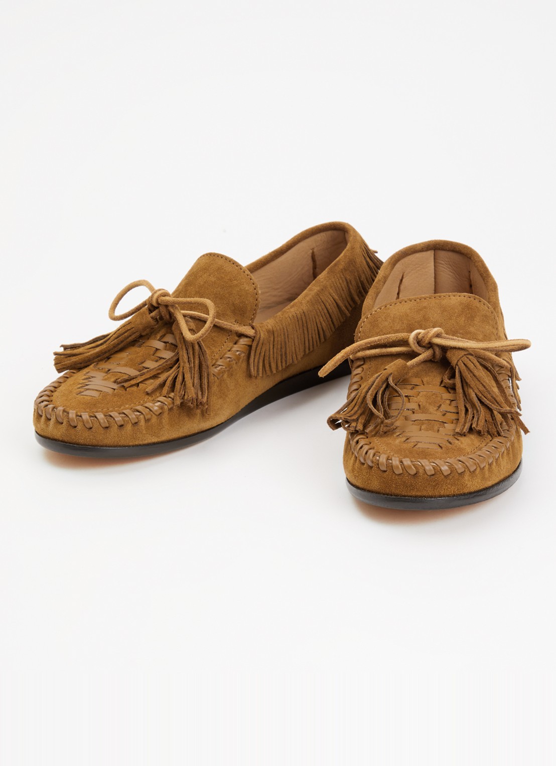 Isabel Marant Fitza loafers van suède met franjes - detail 4 cognac