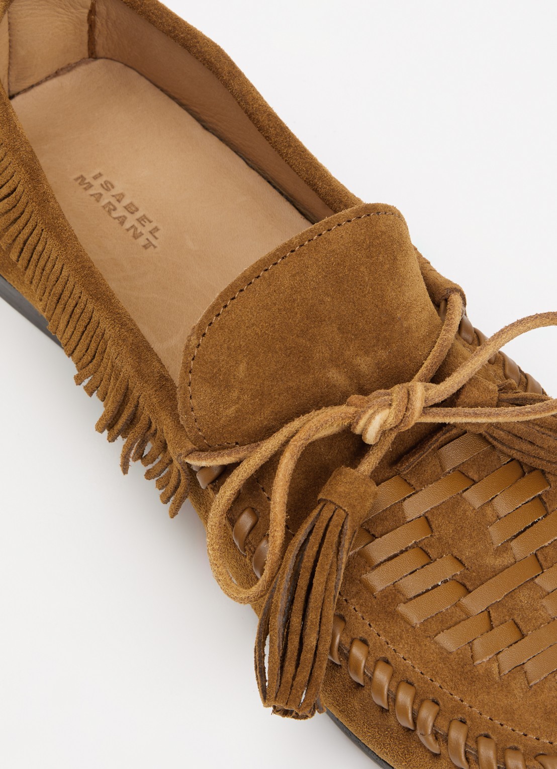 Isabel Marant Fitza loafers van suède met franjes - detail 7 cognac