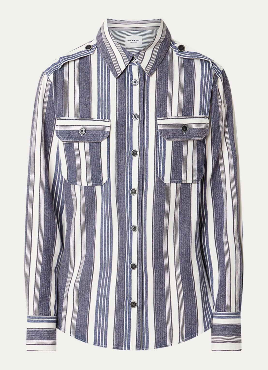 Isabel Marant Gelva blouse met streepprint en borstzakken - voorkant 2 gebroken wit
