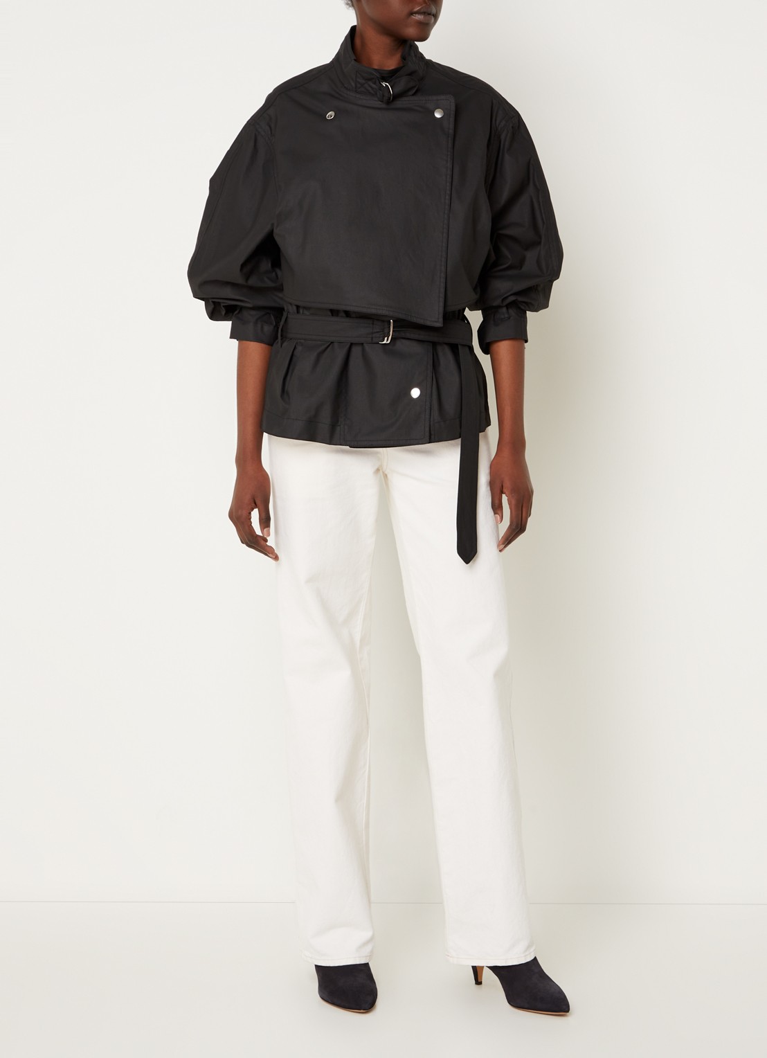 Isabel Marant Gokely korte trenchcoat met ceintuur  - voorkant 4 zwart